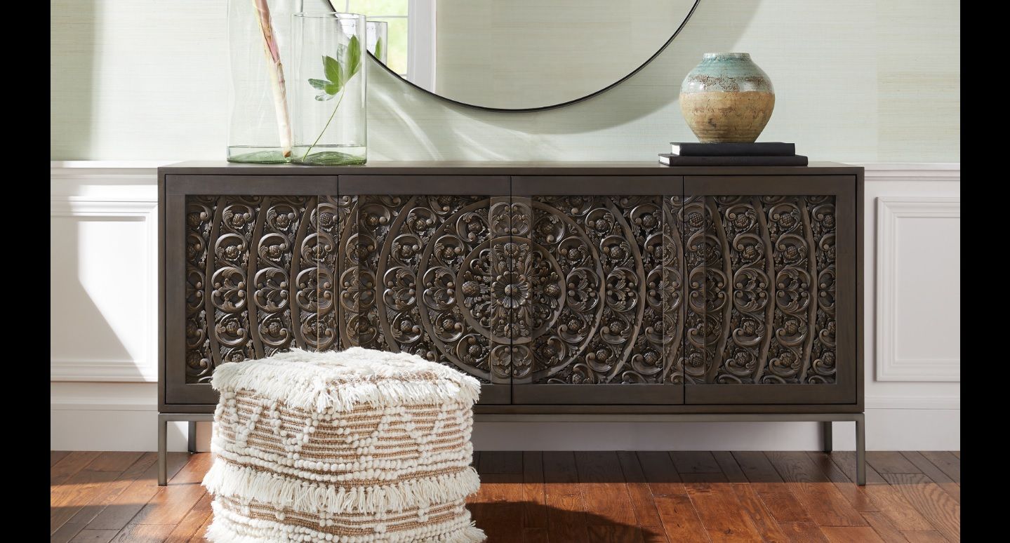 SEEF Hand Carved Media Console – handcrafted solid wood furniture