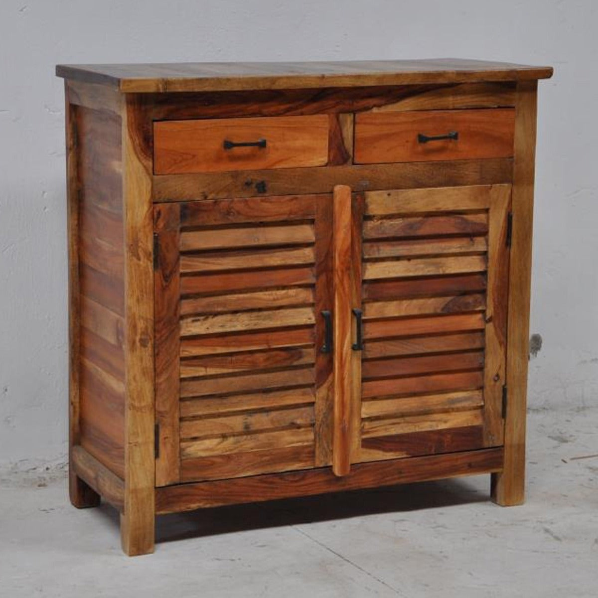 SHUTTER SIDEBOARD CABINET OF 2 DRAWERS-Natural-100-90-40