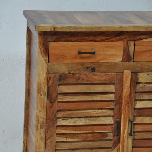 SHUTTER SIDEBOARD CABINET OF 2 DRAWERS - Natural - 100 - 90 - 40 – handcrafted solid wood furniture