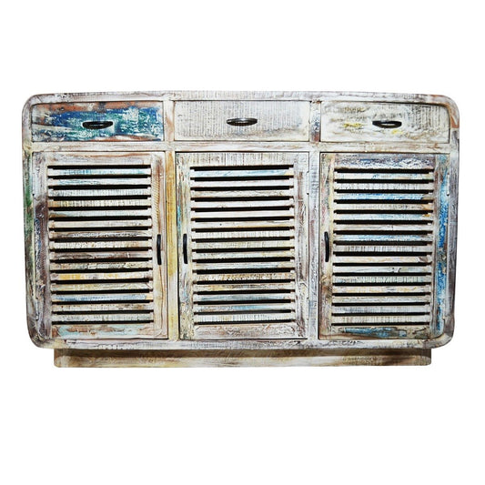 SLAVAGE TIMBER BUFFET HUTCH SIDEBOARD - White wash - 140 - 40 - 90 – handcrafted solid wood furniture