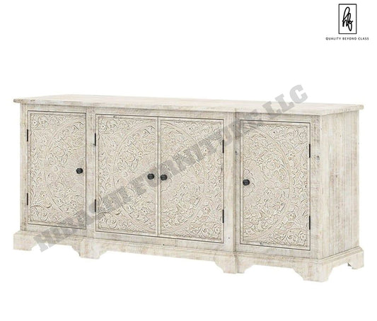 Sunflower Handmade Console Cabinet - Dresser/ Indian Furniture – handcrafted solid wood furniture