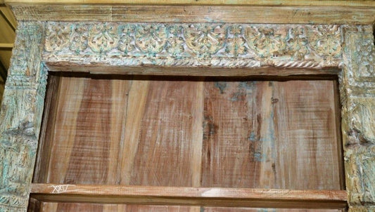 TANIM Colored Vintage Hand Carved Bookcase – handcrafted solid wood furniture