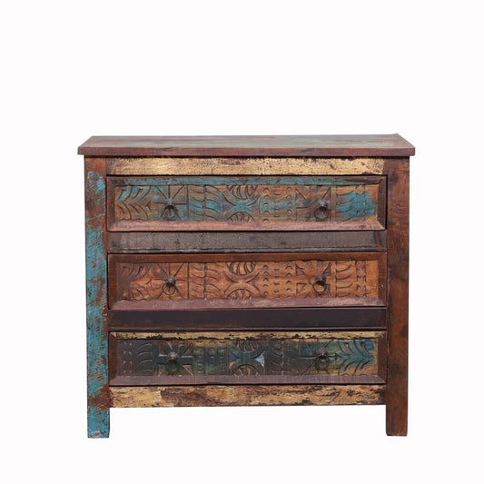 Tomales Hand Carved Solid Wood 3 Drawer Bedroom Dresser – handcrafted solid wood furniture