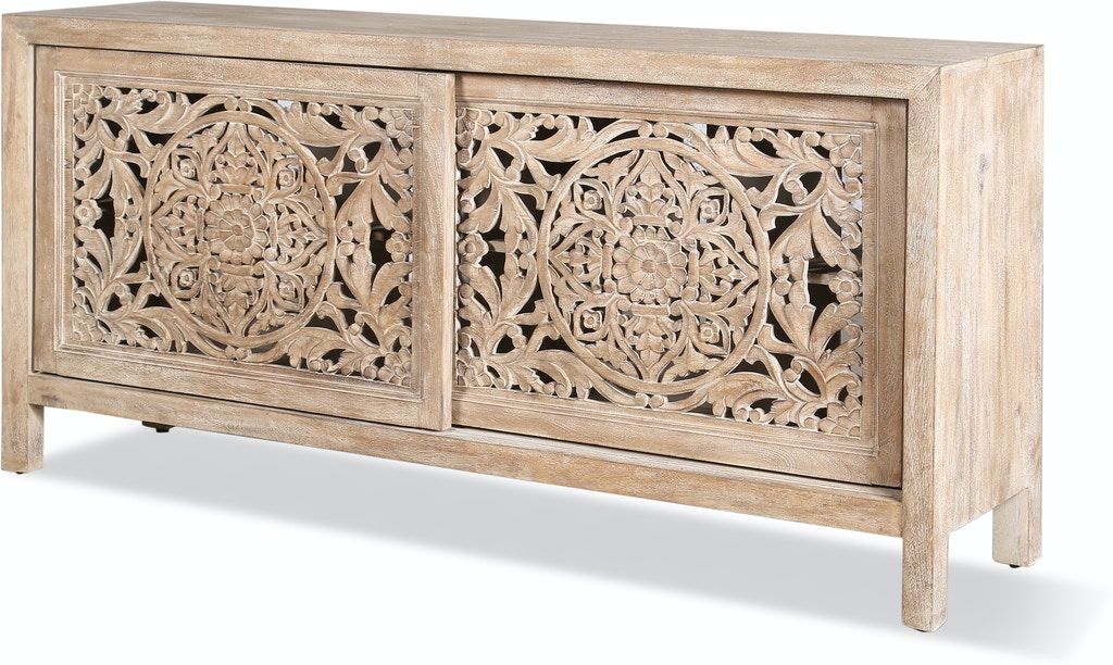 TUBLI 68" Hand Carved TV Console – handcrafted solid wood furniture