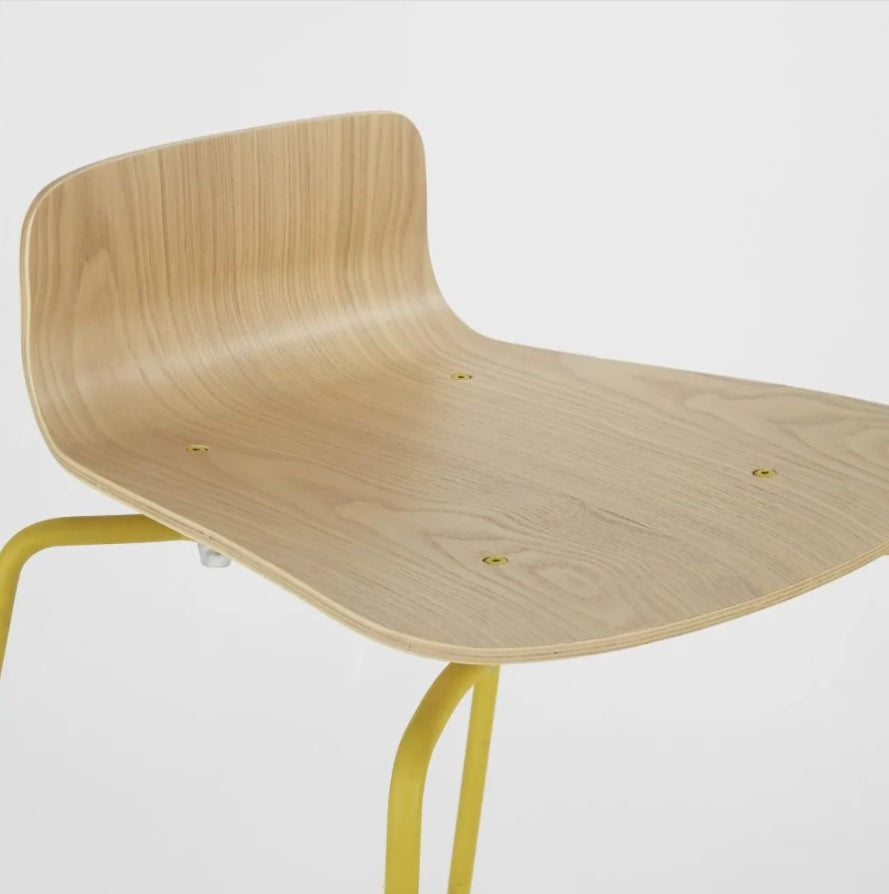 Abra Professional Yellow and Faux Ash Bar Chair sold as set of 2 Chairs