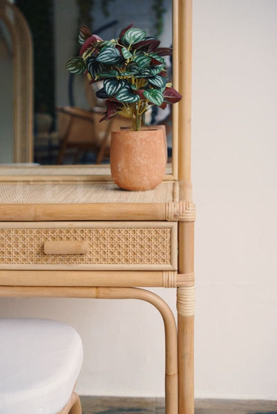 COCO Rattan Dressing Table with Stool Hibashi Furniture LLC