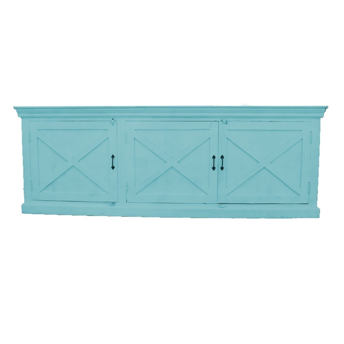 X DESIGN SOLID 3 WOODEN DOOR SIDEBOARD - Turquoise - 200 - 40 - 90 – handcrafted solid wood furniture