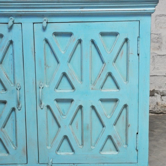 X DESIGN SOLID WOOD DOOR SIDEBOARD-Turquoise-110-40-90