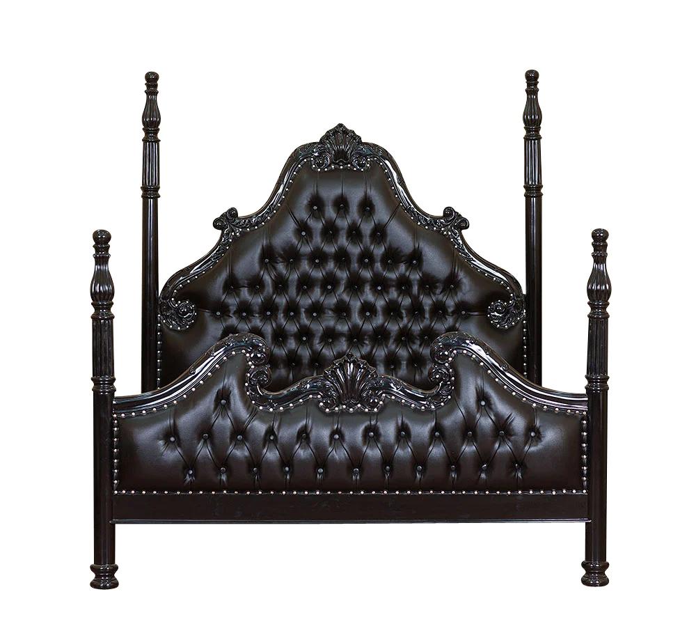 Zaraa Hand Carved Solid Wooden Tufted Bed by Hibashi Furniture – handcrafted solid wood furniture made in India