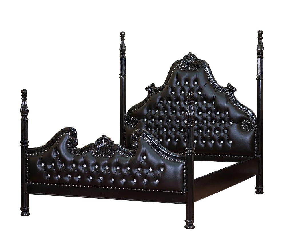Zaraa Hand Carved Solid Wooden Tufted Bed by Hibashi Furniture – handcrafted solid wood furniture made in India