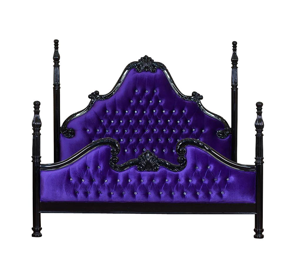 Zaraa Hand Carved Solid Wooden Tufted Bed by Hibashi Furniture – handcrafted solid wood furniture made in India