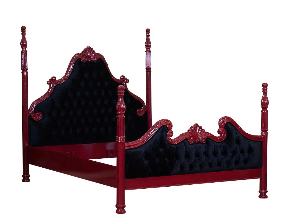 Zaraa Hand Carved Solid Wooden Tufted Bed by Hibashi Furniture – handcrafted solid wood furniture made in India