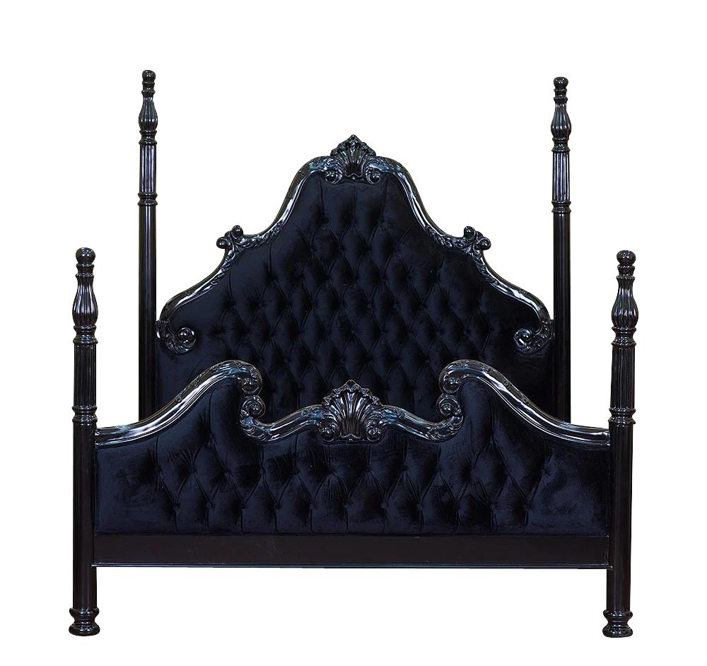 Zaraa Hand Carved Solid Wooden Tufted Bed by Hibashi Furniture – handcrafted solid wood furniture made in India