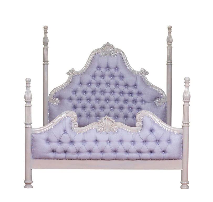 Zaraa Hand Carved Solid Wooden Tufted Bed by Hibashi Furniture – handcrafted solid wood furniture made in India