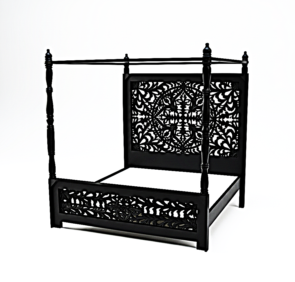 Hand Carved Wooden Bed - HF Commercial Furniture