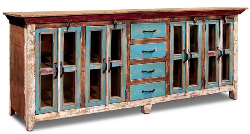 Reclaimed Buffet Table With 4 Drawers And 8 Cabinet Doors