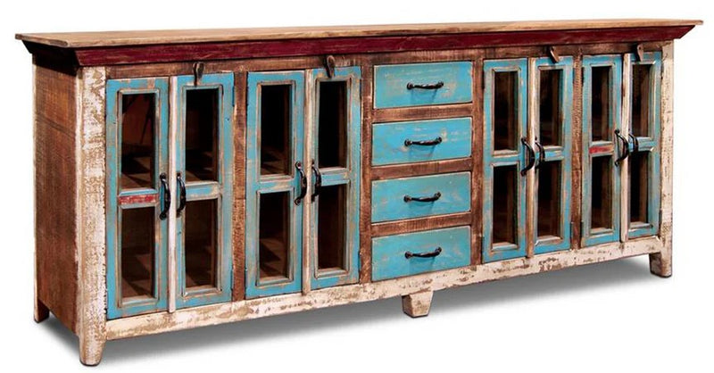 Reclaimed Buffet Table With 4 Drawers And 8 Cabinet Doors