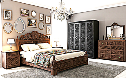 Juffair Hand Carved Solid Wood Bed