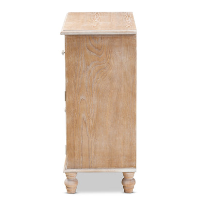 Glam Wooden Rustic Mirrored Storage Cabinet
