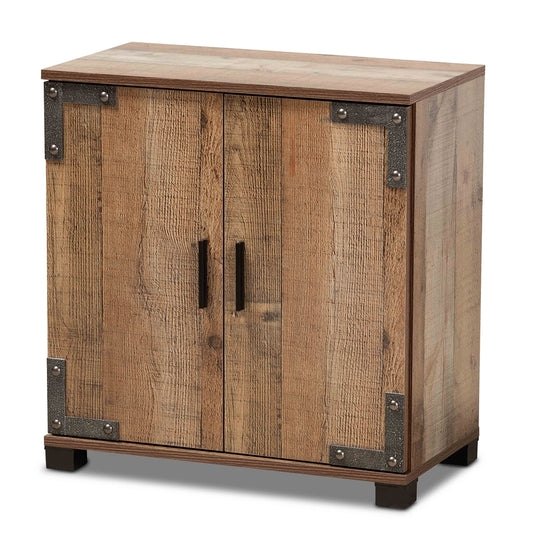 Zapatero moderno y contemporáneo de madera rústica de dos puertas de Wayne