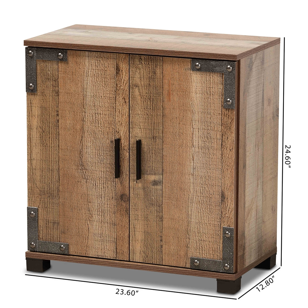 Zapatero moderno y contemporáneo de madera rústica de dos puertas de Wayne