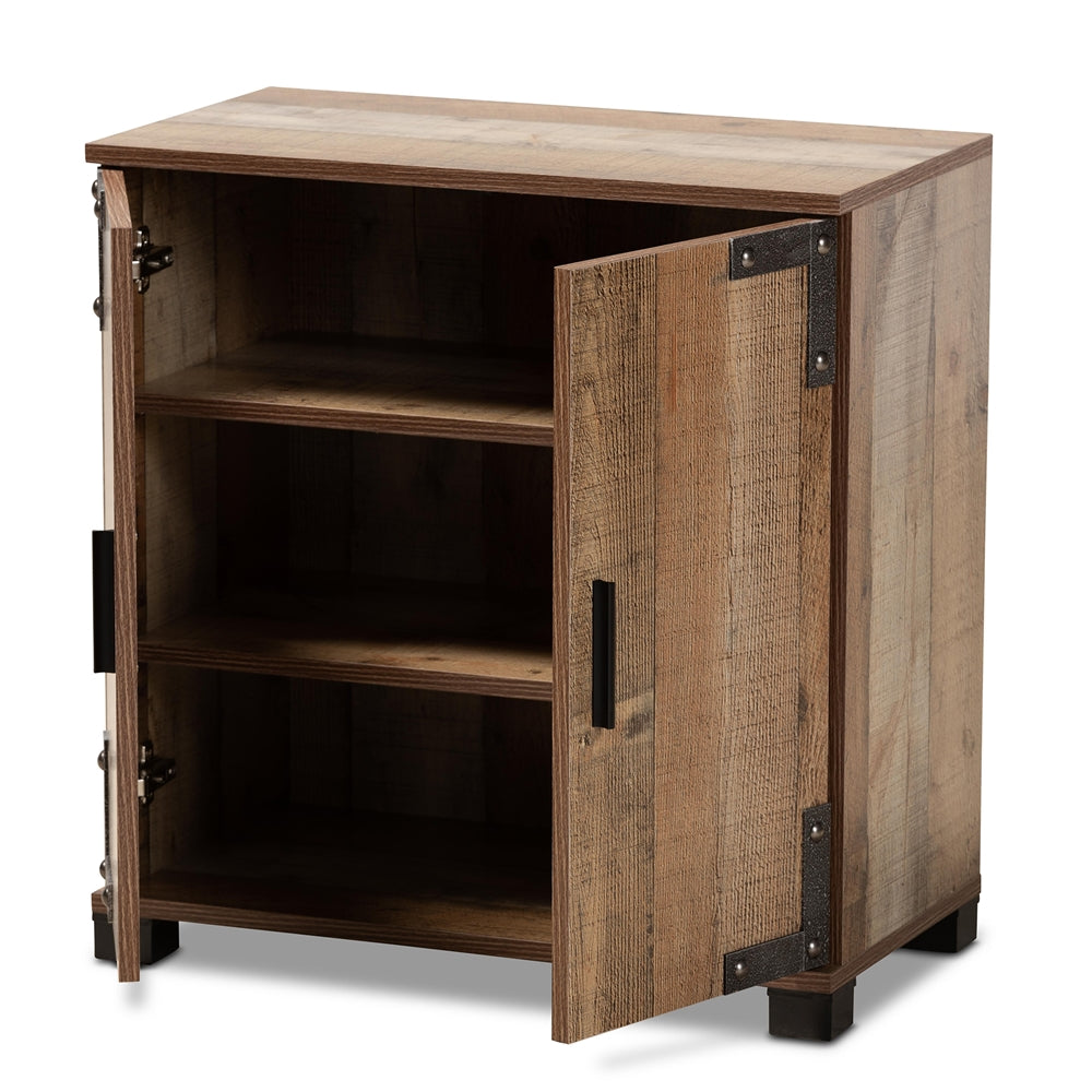 Zapatero moderno y contemporáneo de madera rústica de dos puertas de Wayne