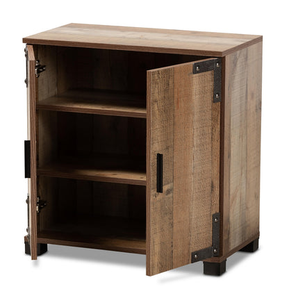 Zapatero moderno y contemporáneo de madera rústica de dos puertas de Wayne