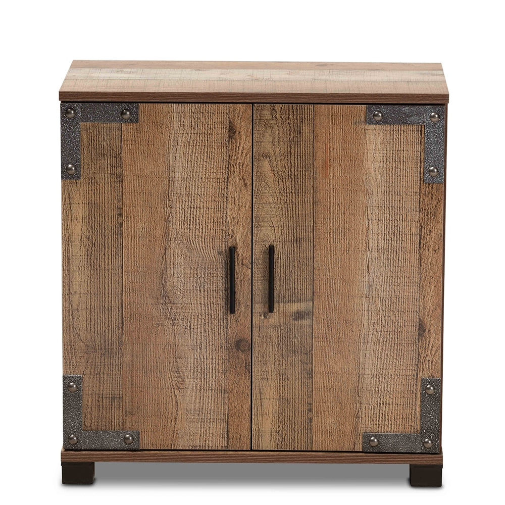 Zapatero moderno y contemporáneo de madera rústica de dos puertas de Wayne