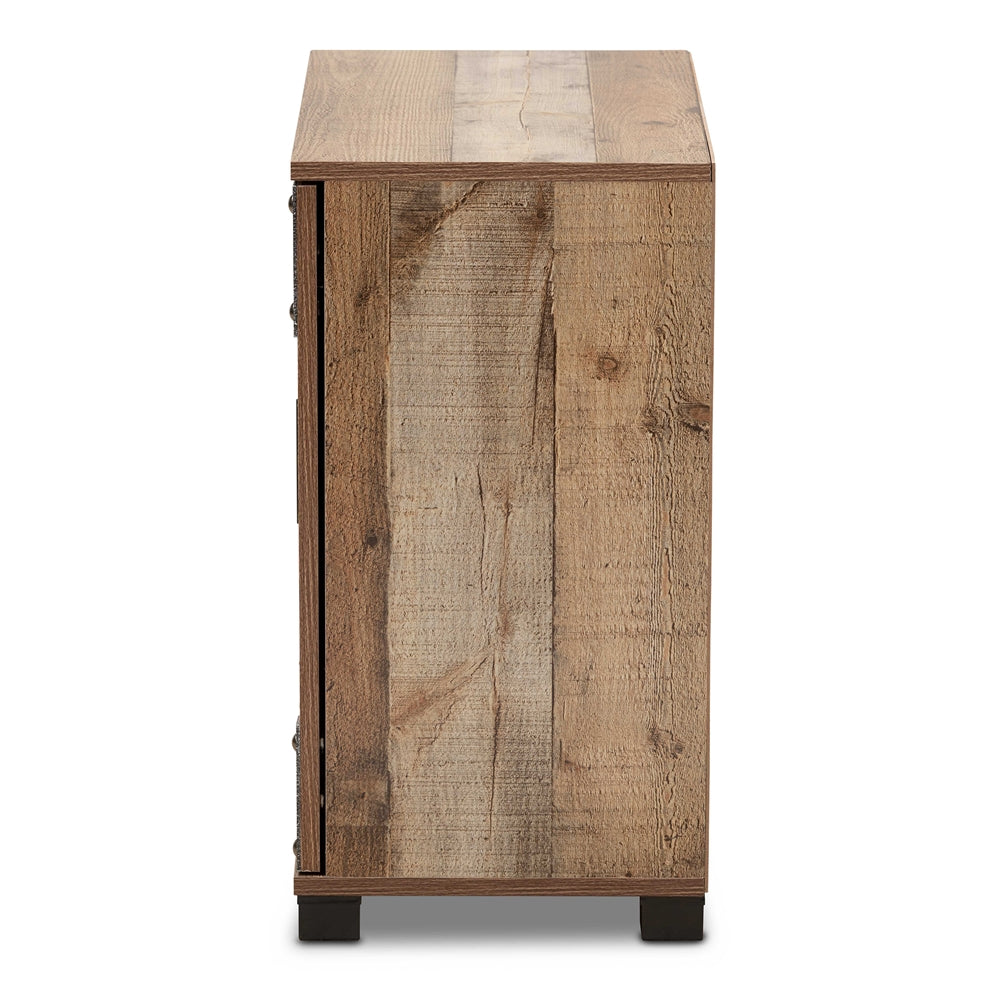 Zapatero moderno y contemporáneo de madera rústica de dos puertas de Wayne