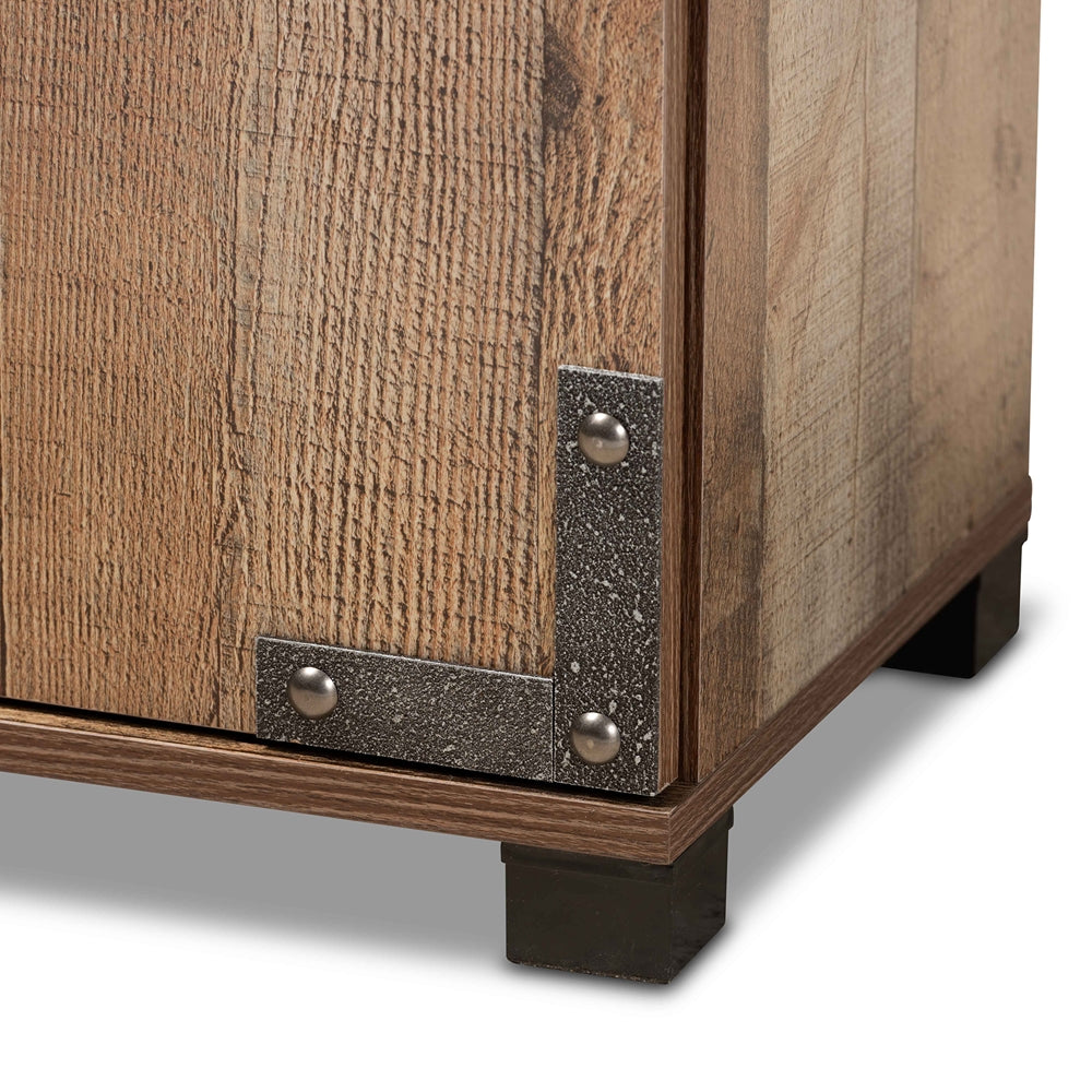 Zapatero moderno y contemporáneo de madera rústica de dos puertas de Wayne