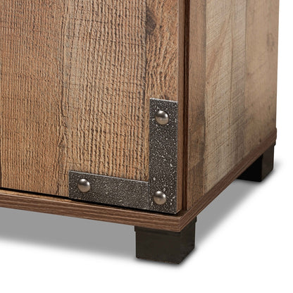 Zapatero moderno y contemporáneo de madera rústica de dos puertas de Wayne