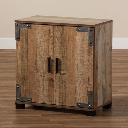 Zapatero moderno y contemporáneo de madera rústica de dos puertas de Wayne
