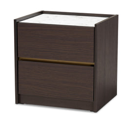 BRYER STUDIO BEANIE MODERN  DARK BROWN WOOD NIGHTSTAND / BEDSIDE TABLE