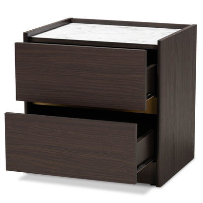 BRYER STUDIO BEANIE MODERN  DARK BROWN WOOD NIGHTSTAND / BEDSIDE TABLE