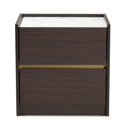 BRYER STUDIO BEANIE MODERN  DARK BROWN WOOD NIGHTSTAND / BEDSIDE TABLE