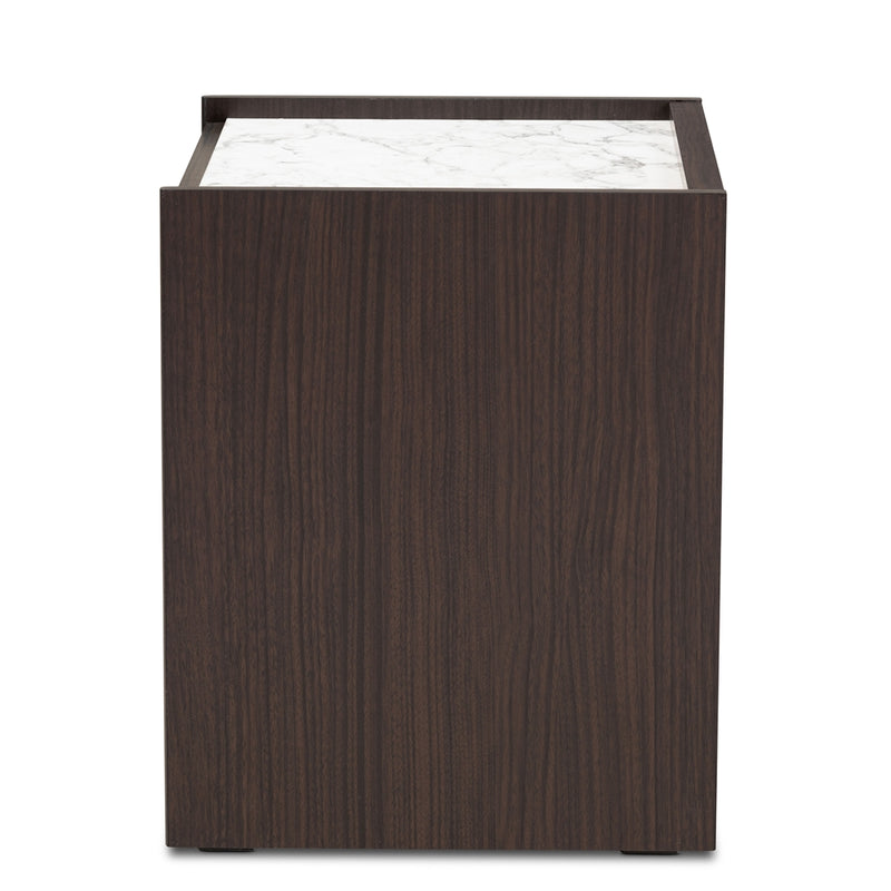 BRYER STUDIO BEANIE MODERN  DARK BROWN WOOD NIGHTSTAND / BEDSIDE TABLE