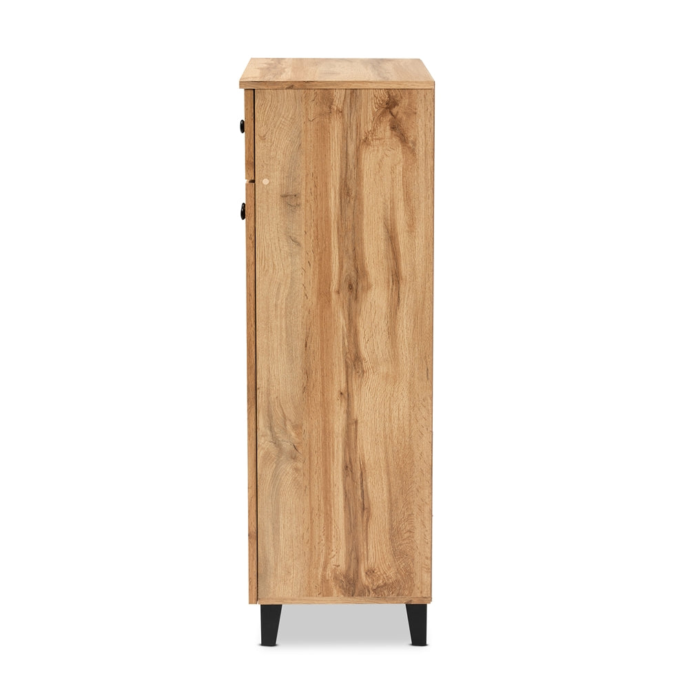Gabinete zapatero Glenda moderno y contemporáneo de madera de roble marrón con un cajón