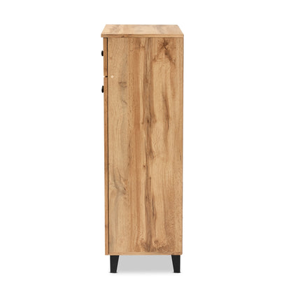 Gabinete zapatero Glenda moderno y contemporáneo de madera de roble marrón con un cajón