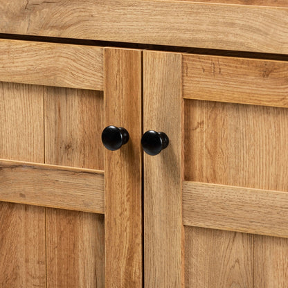 Gabinete zapatero Glenda moderno y contemporáneo de madera de roble marrón con un cajón