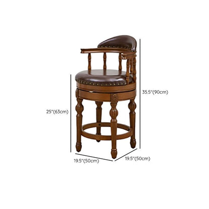 Arrow Solid Wood Round Top Bistro Stool with  Foot Pedestal, and Nailhead Embellishment