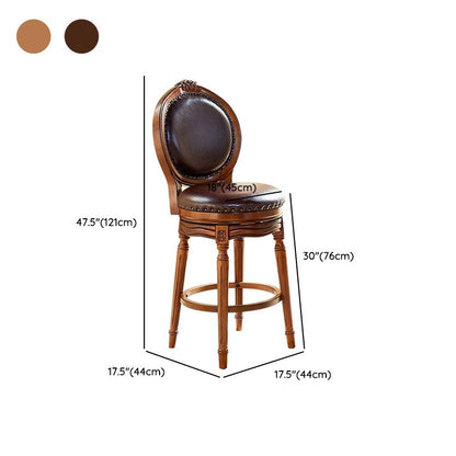 Reddish Brown Solid  Wood Bar Stools with Armrest/Armless