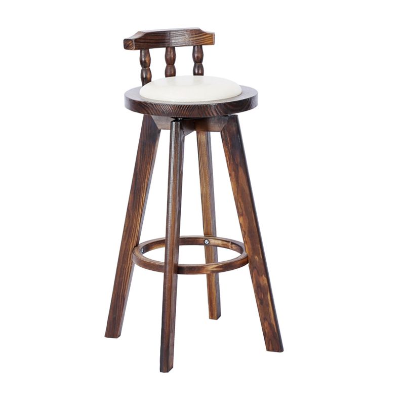 Classic Solid Wood Bar/Counter Stool with Round Seat, Back, and Rotatable Foot Pedestal