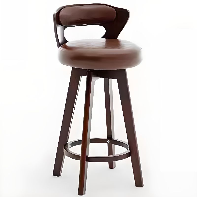 Relaxed Crimson Leather Round Bistro Stool