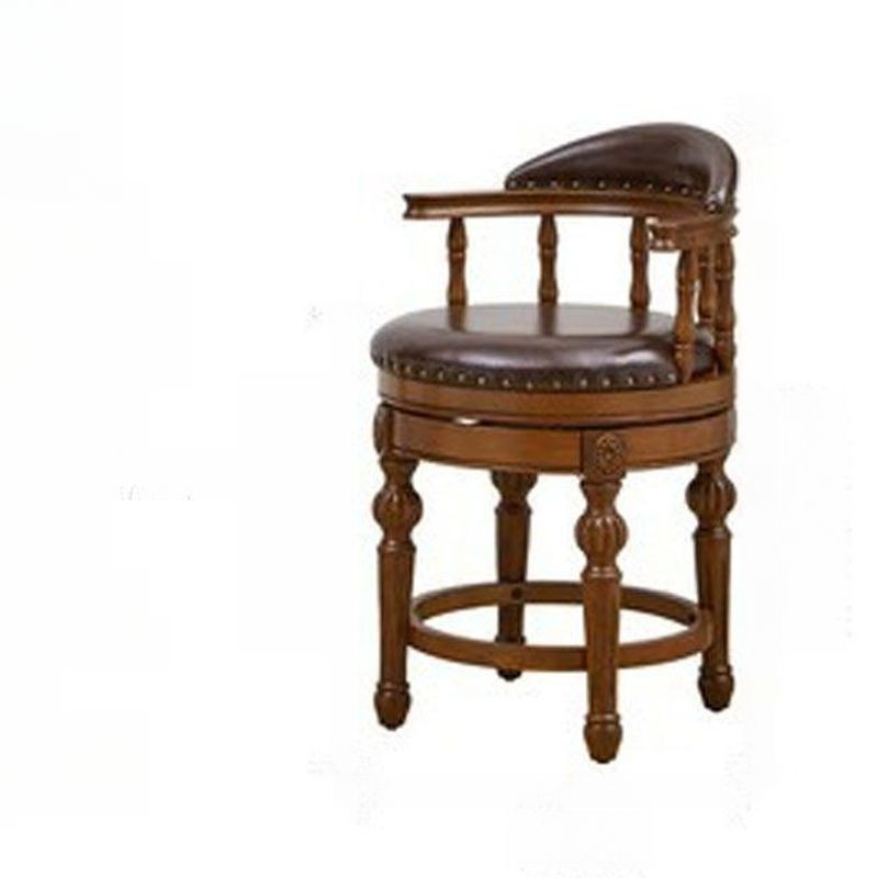 Arrow Solid Wood Round Top Bistro Stool with  Foot Pedestal, and Nailhead Embellishment