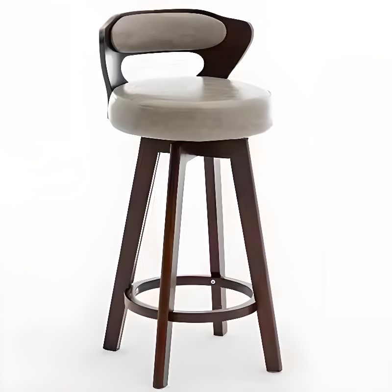 Relaxed Crimson Leather Round Bistro Stool