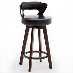 Relaxed Crimson Leather Round Bistro Stool