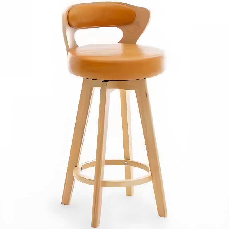 Relaxed Crimson Leather Round Bistro Stool