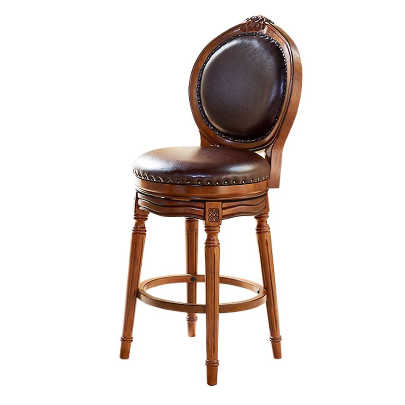 Reddish Brown Solid  Wood Bar Stools with Armrest/Armless