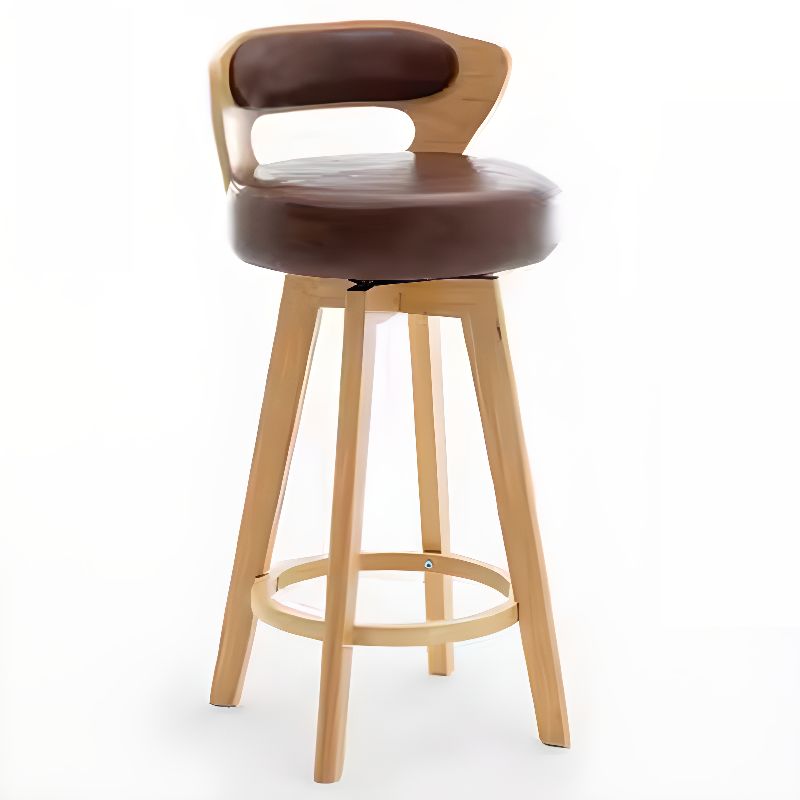 Relaxed Crimson Leather Round Bistro Stool