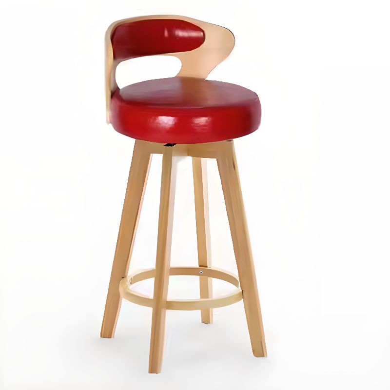 Relaxed Crimson Leather Round Bistro Stool